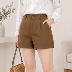 Quần short kaki nữ m&agrave;u n&acirc;u